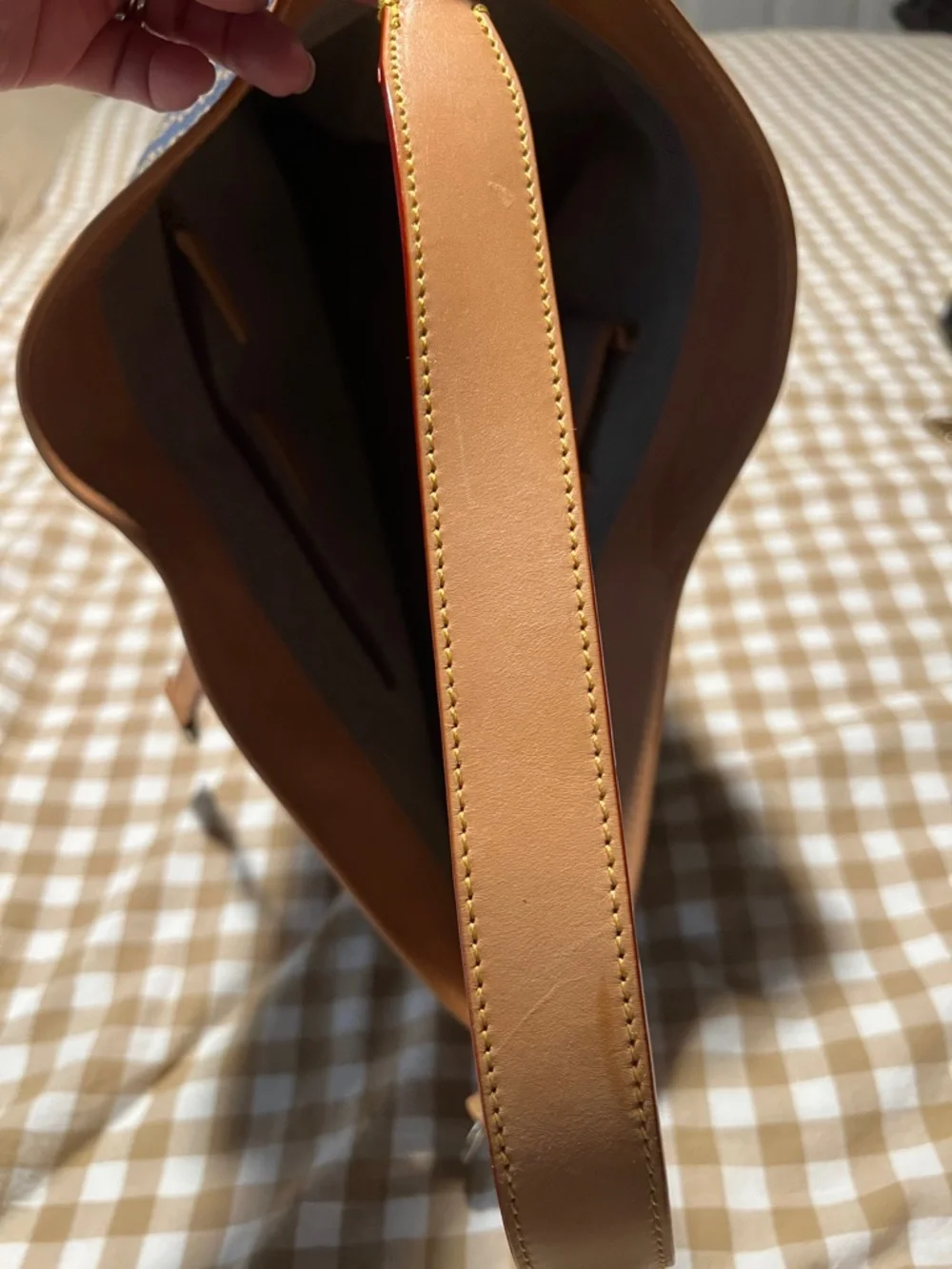 Dooney & Bourke Navy and Tan Signature DB Hobo Shoulder Bag